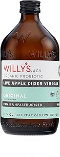 Willy's Organic ACV Apple Cider Vinegar with Mother - Probiotocs for Detox and Gut Health. 16.9oz Glass Bottle