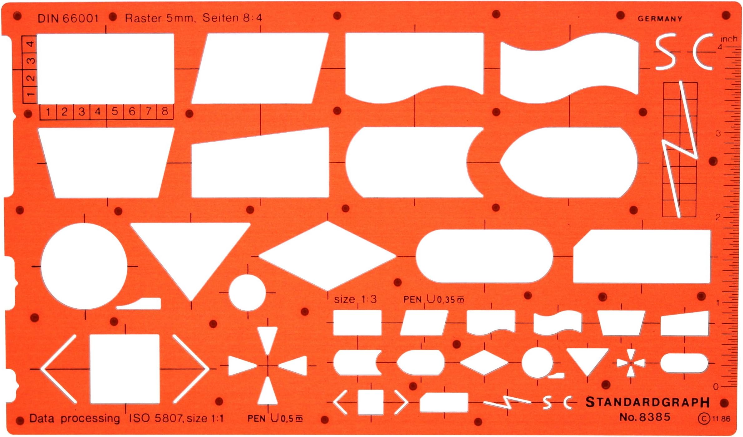 IT Data Flow Processing Flowchart Functional Chart Map Digram Graph Symbols Drawing Drafting Template Stencil