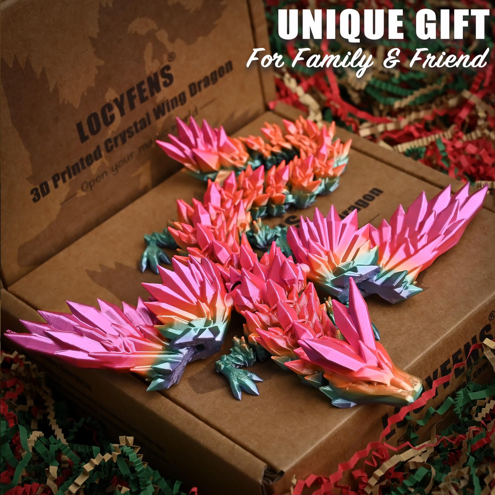 LOCYFENS 3D Printed Dragon with Wings Flying Dragon, Rainbow Articulated 3D Dragon Toys - Image 2
