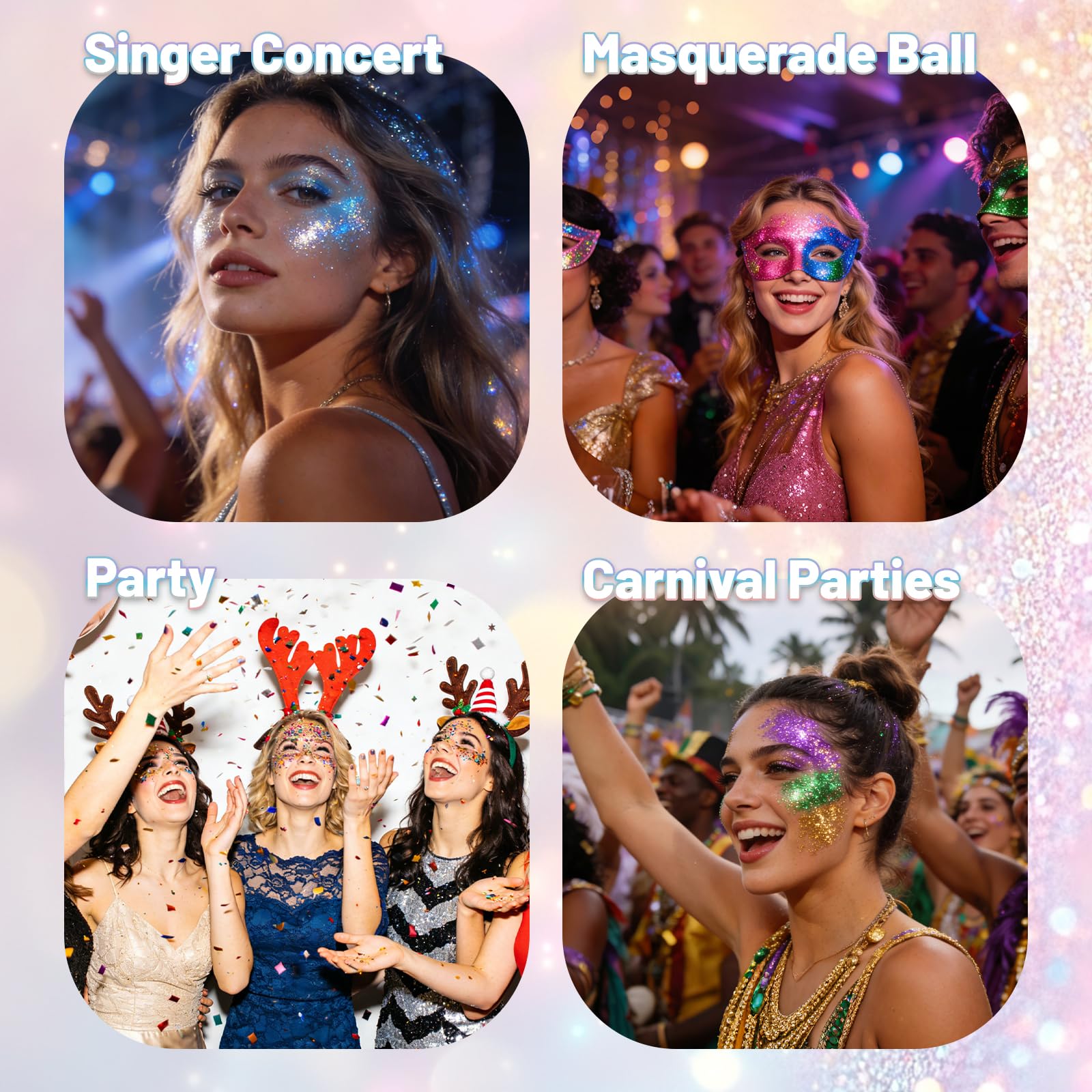 Prreal Sirena Glitter Stick per il Corpo, Glitter Scintillante per Capelli e Viso, Trucco per Donne, Accessori per Outfit da Rave, Glitter Olografico per Viso Sirena, Pennello per Trucco per Donne