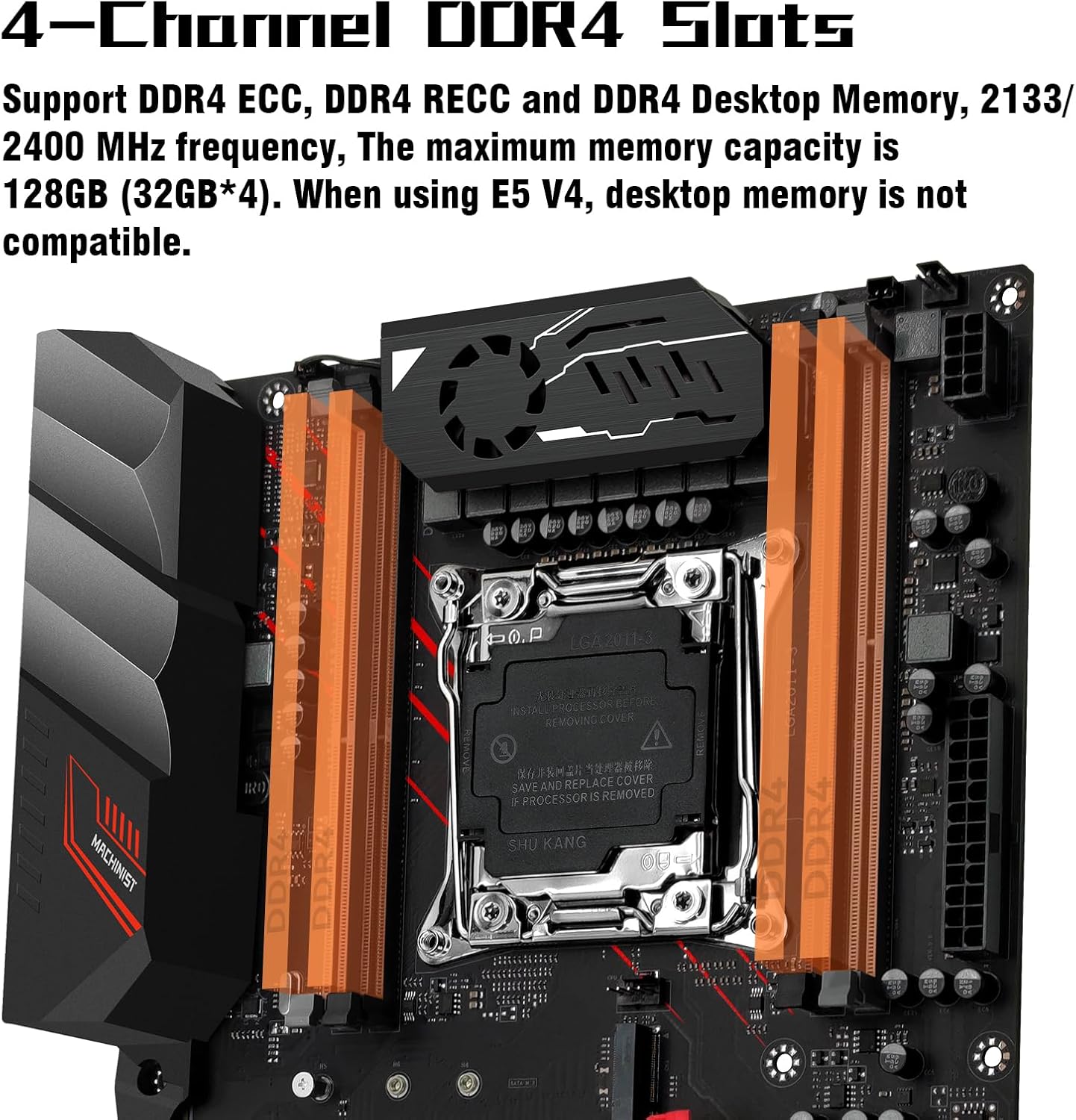 MACHINIST X99 Computer Motherboards, LGA 2011-V3 (Intel Core i7 5th/6th Gen) ATX Server Motherboard with VRM Fan (PCIe 3.0, Dual M.2, SATA 6Gb/s, DDR4, Gigabit Ethernet) for Intel XEON E5 V3/V4 series