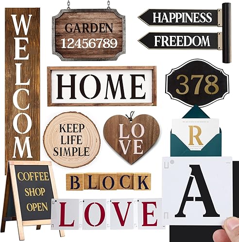 Miniatura 6 de Souarts Plantillas de letras de 4 pulgadas plantillas de números entrelazados plantillas reutilizables para pintar en madera pared tela roca pizarra