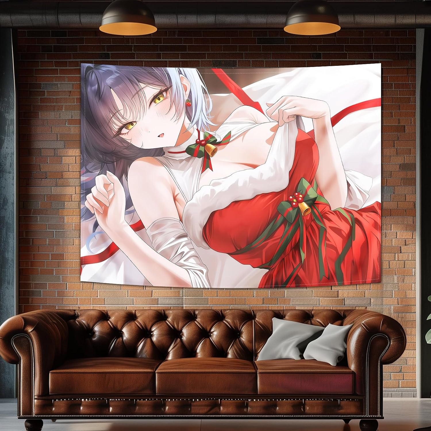Gothic Anime Girl Gamer Room Decor Tapestry, 2026 Chirstmas Sexy Anime Waifu Wall Hanging for Man Cave, Japanese Fantasy Gamer Bedroom Decor Wall Art, Battle Station Backdrop, 200x150cm 80"x60" image 5