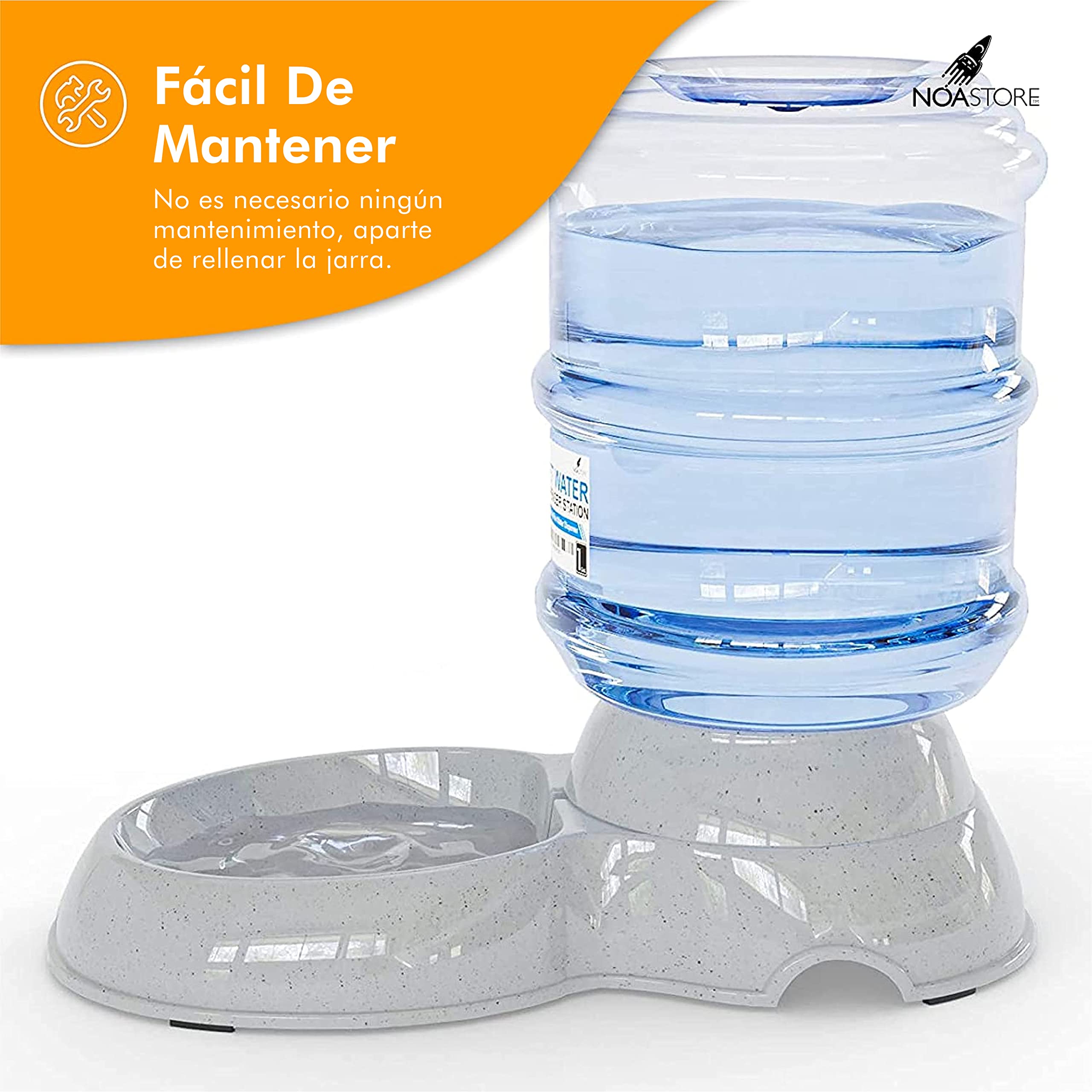 Noa Store Dispensador automático de Agua para Mascotas | Dispensador de Agua para Gatos de 1 y 3 galones y dispensador de Alimentos para Gatos, H20, sin BPA, comedero para Gatos pequeños y Grandes y