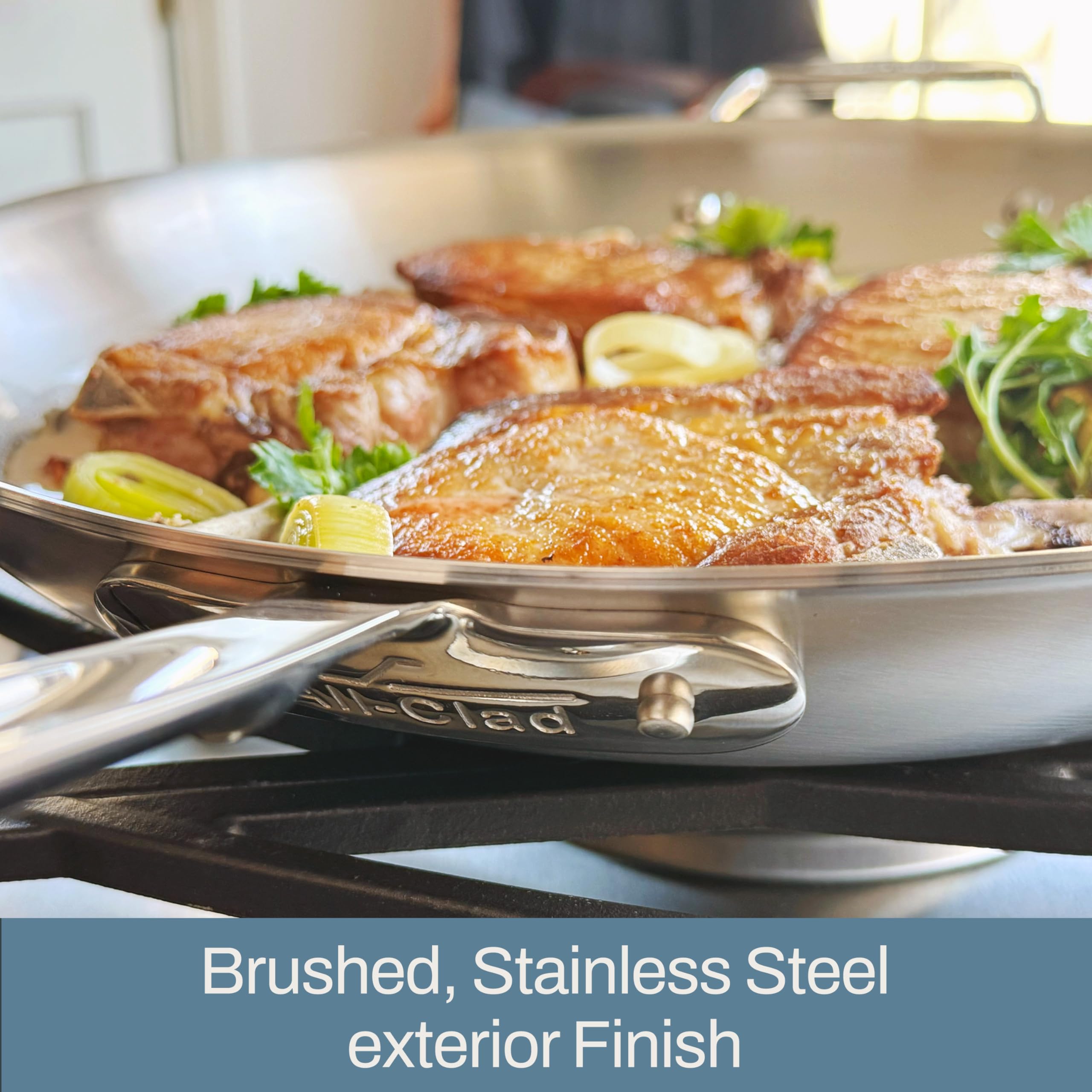 ALL-CLAD D5 5-PLY ２８ センチ ステンレス 蓋付きフライパン All-Clad D5 5-Ply Brushed Stainless Steel Fry Pan with Lid