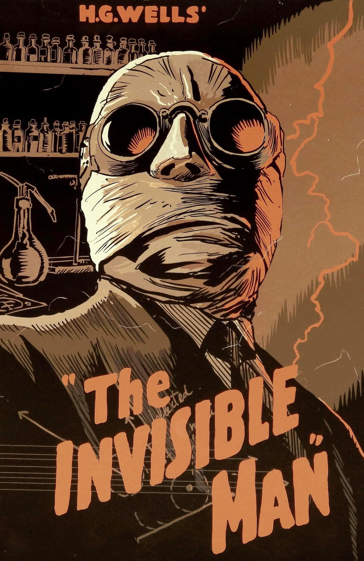 The Invisible Man Poster Reprint - Retro Sci-Fi Horror Print, H.G. Wells Classic Monster Movie Art (11x17 inches)