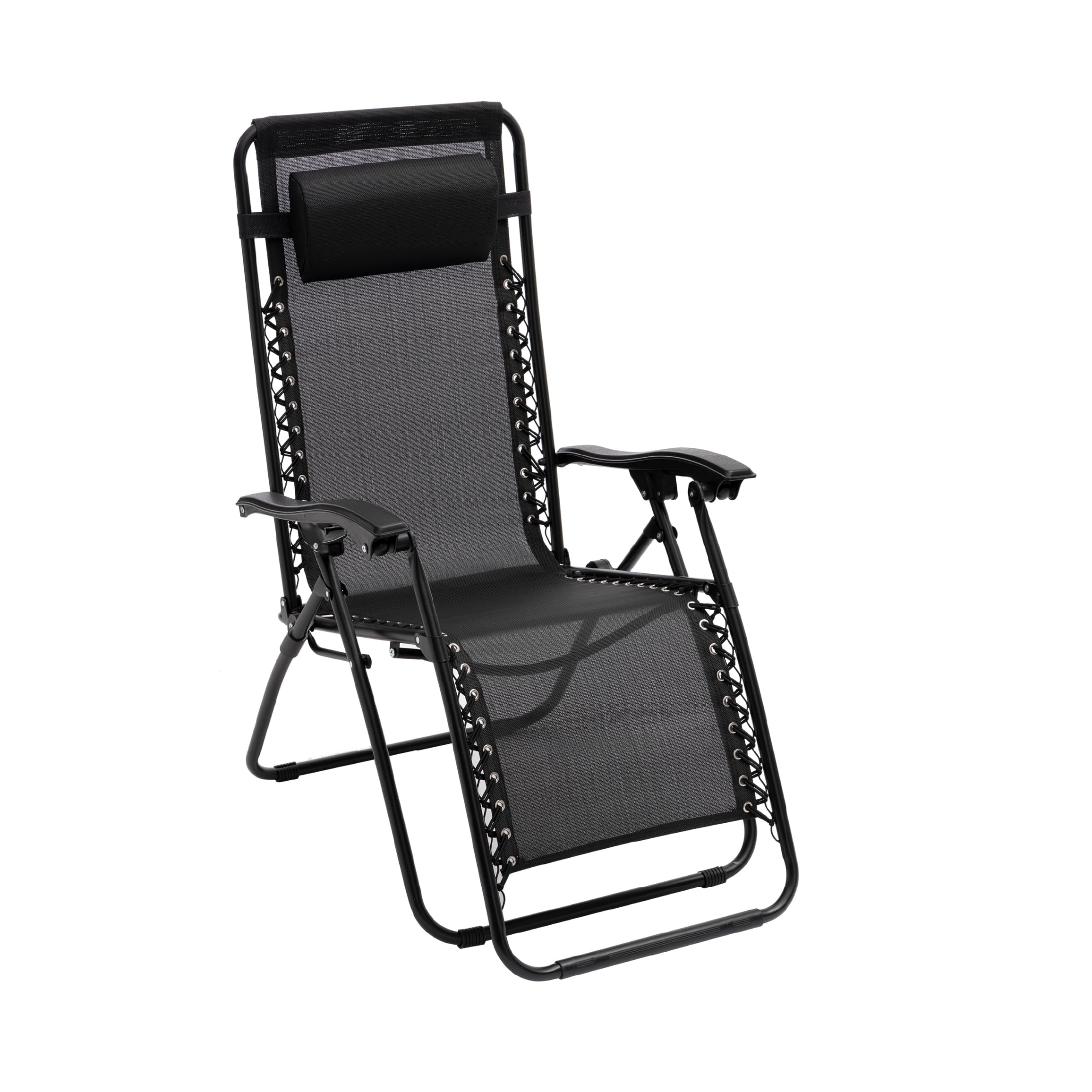 Baroni Home Tumbona Plegable y Reclinable para Jardín y Terraza, Silla Zero Gravity para Playa y Piscina, Tumbonas Relax Cómoda 165x65x113 cm, Gris Antracita