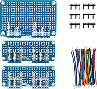 Prototyping Board Kit  Breadboard Expansion Set with 1 Large and 2 Small Boards, Includes Matching GPIO Header Pins and Jumper Wires   DIY Hardware Development for Flipper ZeroBlue