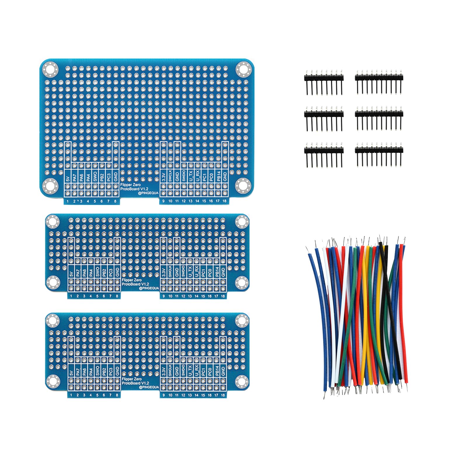 Flipper Zero Prototyping Board Kit - Set di espansione basetta basetta con 1 grande e 2 piccole schede, include pin intestazione GPIO abbinati e cavi jumper - Sviluppo hardware fai da te per Flipper