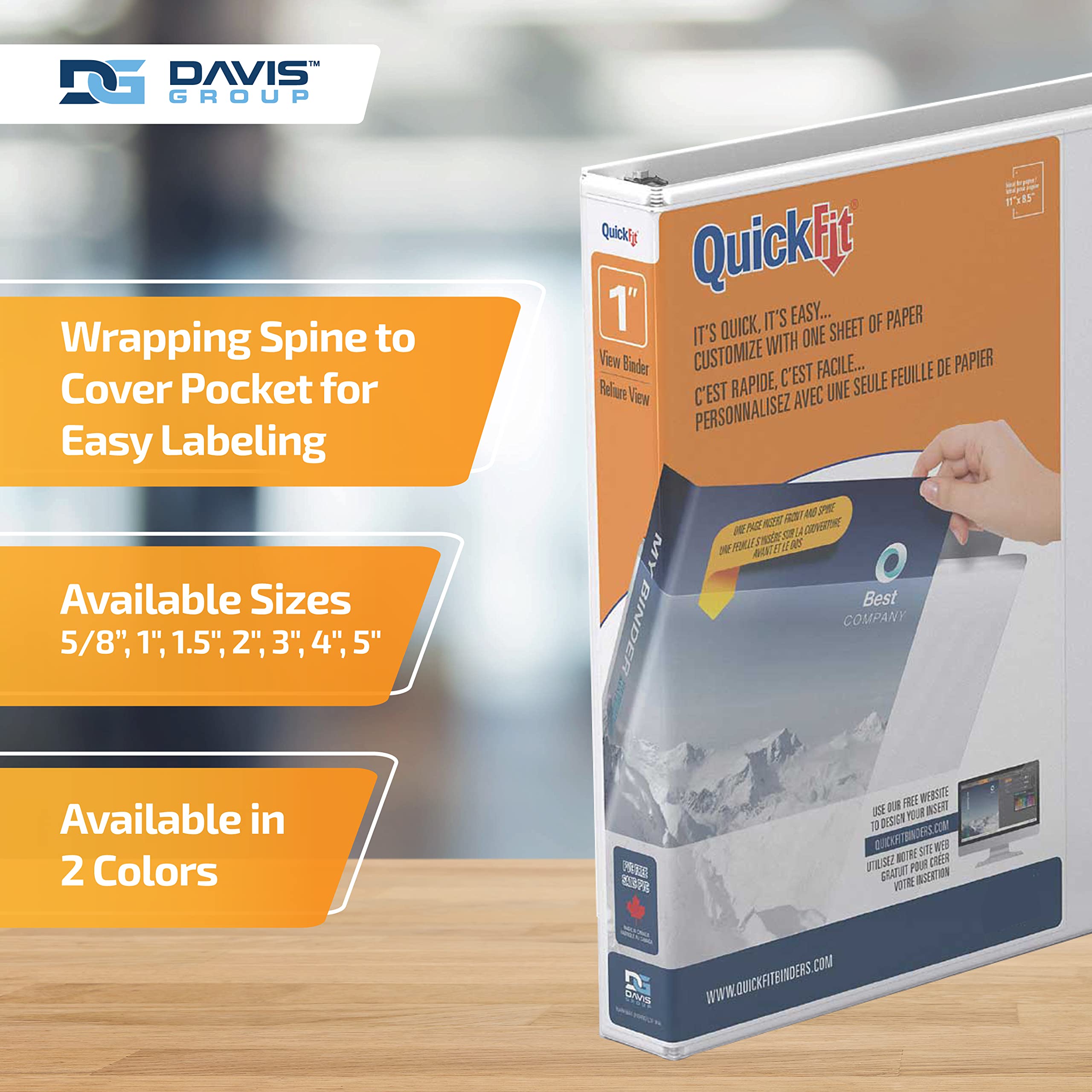 QuickFit - Raccoglitore a 3 anelli, copertina trasparente, anelli a D da