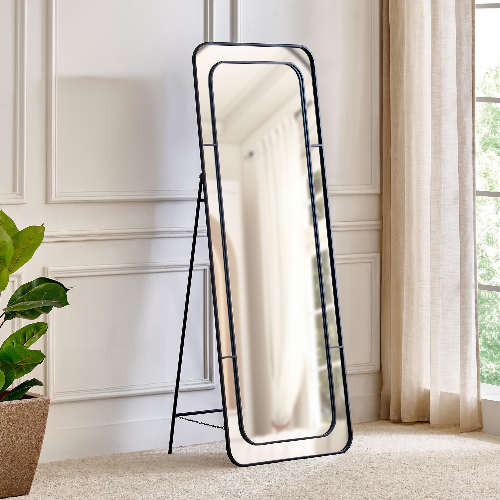 Home Centre | Clair Metal Standing Mirror | Full Length Dresser Mirror | Black | 1 Year Warranty-image-3