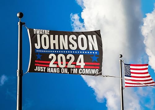 Miniatura 3 de Bandera Dwayne Johnson 2024 con ojales de latón, doble costura, color vivo, resistencia a la decoloración y patio al aire libre, 3 x 5 pies