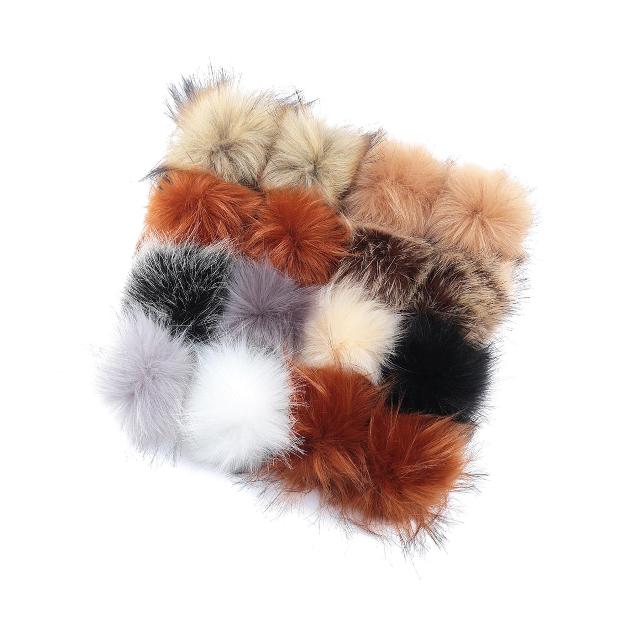 mophrati Multicolor Faux Fur Pompom Ball DIY with Snap Button Caps Scarves Removable Knitting