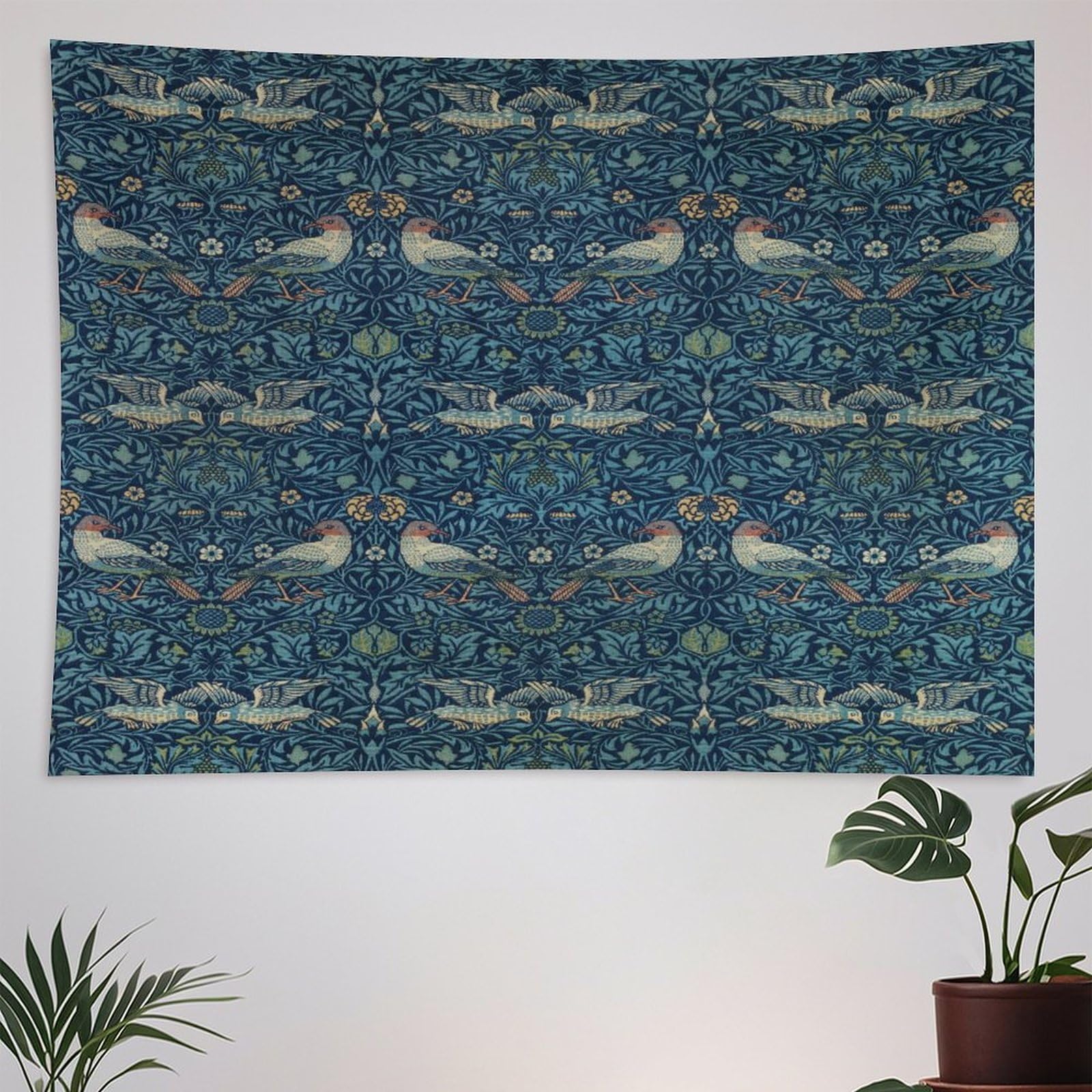 ZhiRain Vintage Art William Morris Tapestry Wall Hanging Floral Bird Elegant Animal Pattern Boho Tapestries Home Decor for Living Room Bedroom