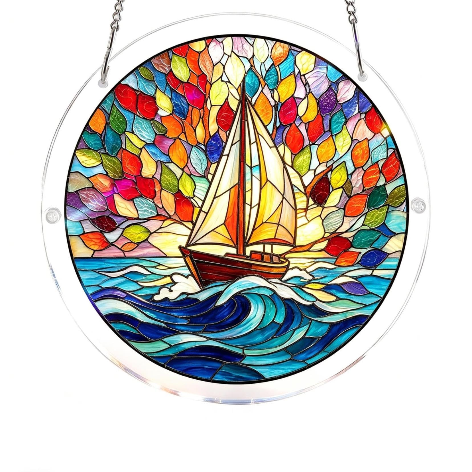 Acrylic Puzzles Suncatcher Window Hanging, 7.4 Inch DIY Suncatcher Kits for Doors Garden, Stained Glass Acrylics Sun Catcher Puzzle for Women & Men Birthday Home Decor (#06)