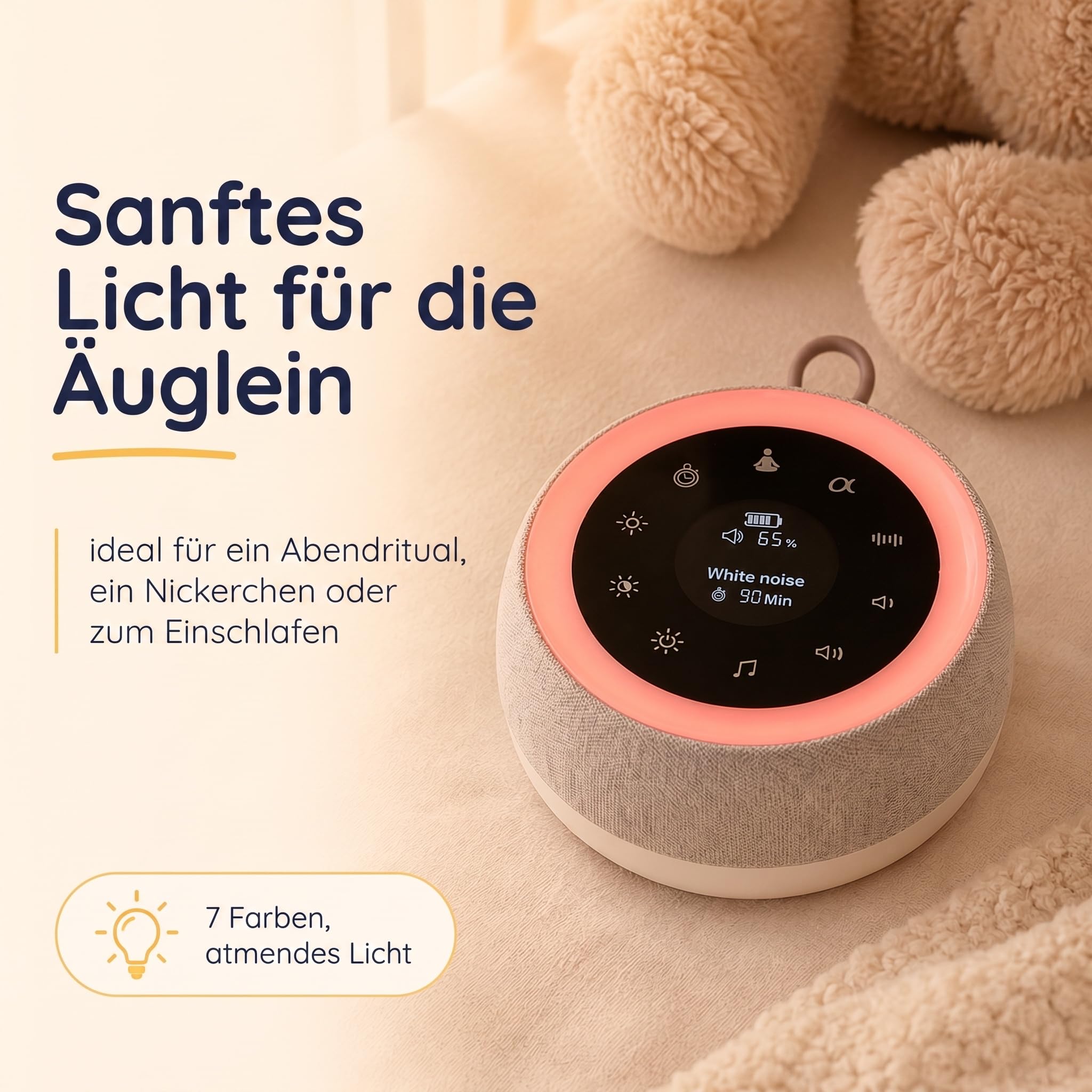 Numsy Touch White Noise Machine mit Nachtlicht - Einschlafhilfe Baby