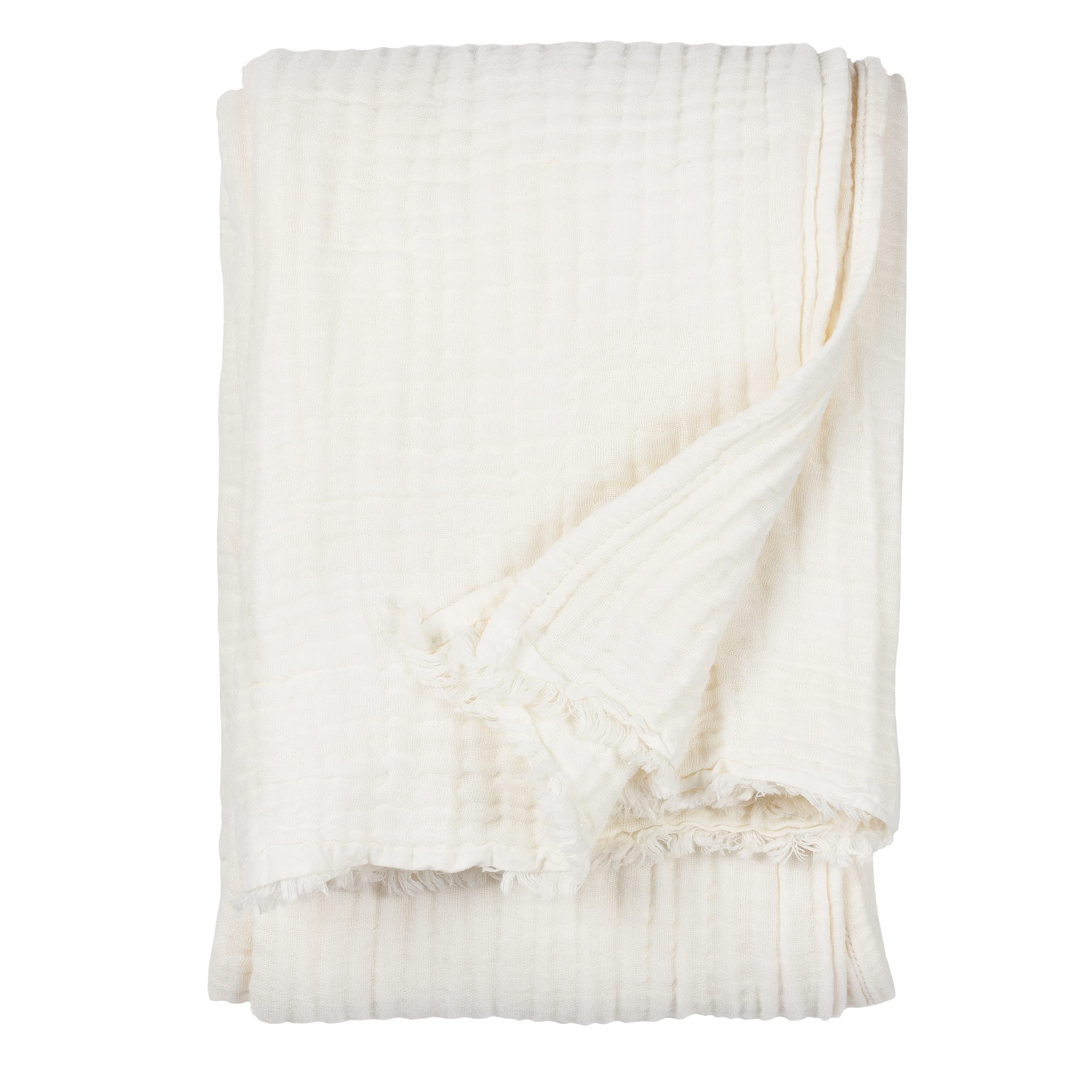 Yard  Lark Muslin Cotton Throw - White - 130x180cm