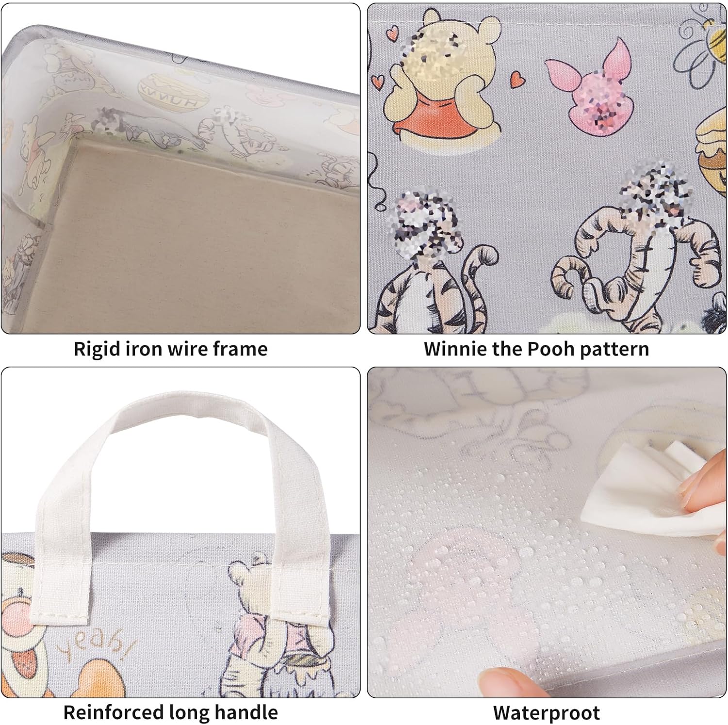 Bear Storage Basket, Nursery Large Hamper Canvas Laundry Basket Foldable With Waterproof Pe Coating,For Kids Boys And Girls, Bathroom, Bedroom, Clothes,Toy Bin (grey) - Image 7