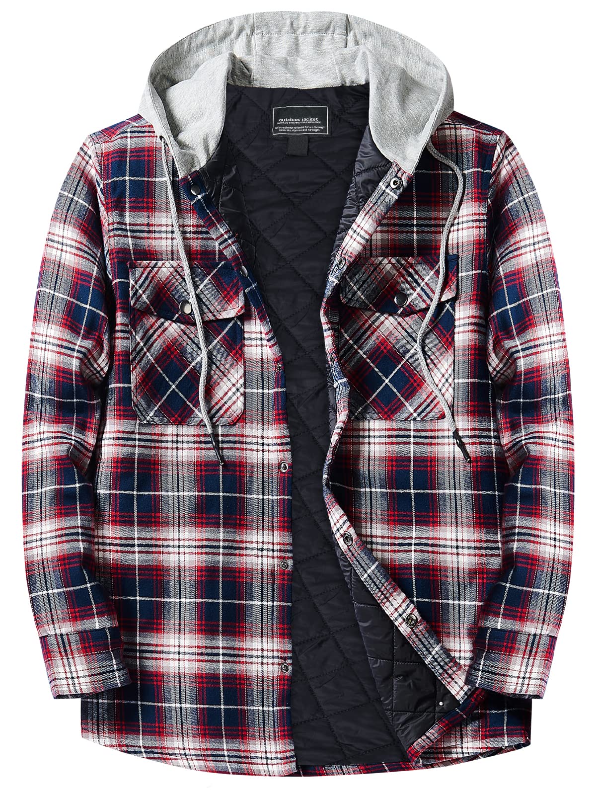EKLENTSON Mens Hoodies Plaid Button Down Cotton Thick Casual Long Sleeve Winter Shirt Jacket