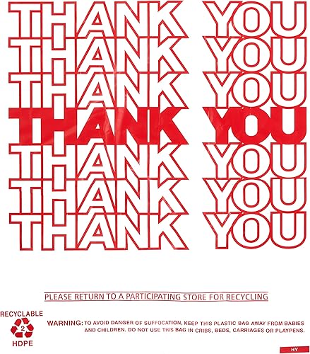 Miniatura 4 de EcoQuality Plastic White Thank You T-Shirt Bags 1000ct, 18 Shopping Bags, Grocery Bags, Poly Bags, Multi-Use, Medium Size, Reusable Carry Out Bags