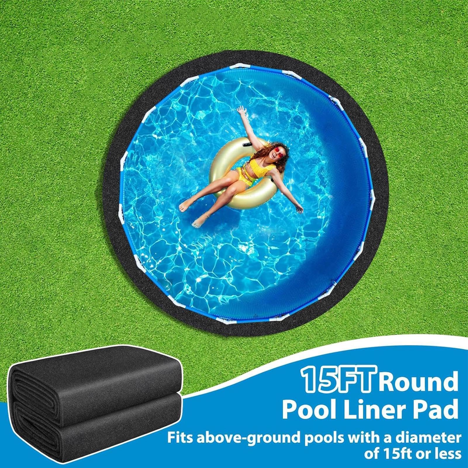 Genérico Esterilla Protectora Circular| Paño para El Suelo De La Piscina - Previene Pinchazos Y Evita Fugas De Agua para Grava Cemento Hormigón Suelo Césped Exterior Camping Verano