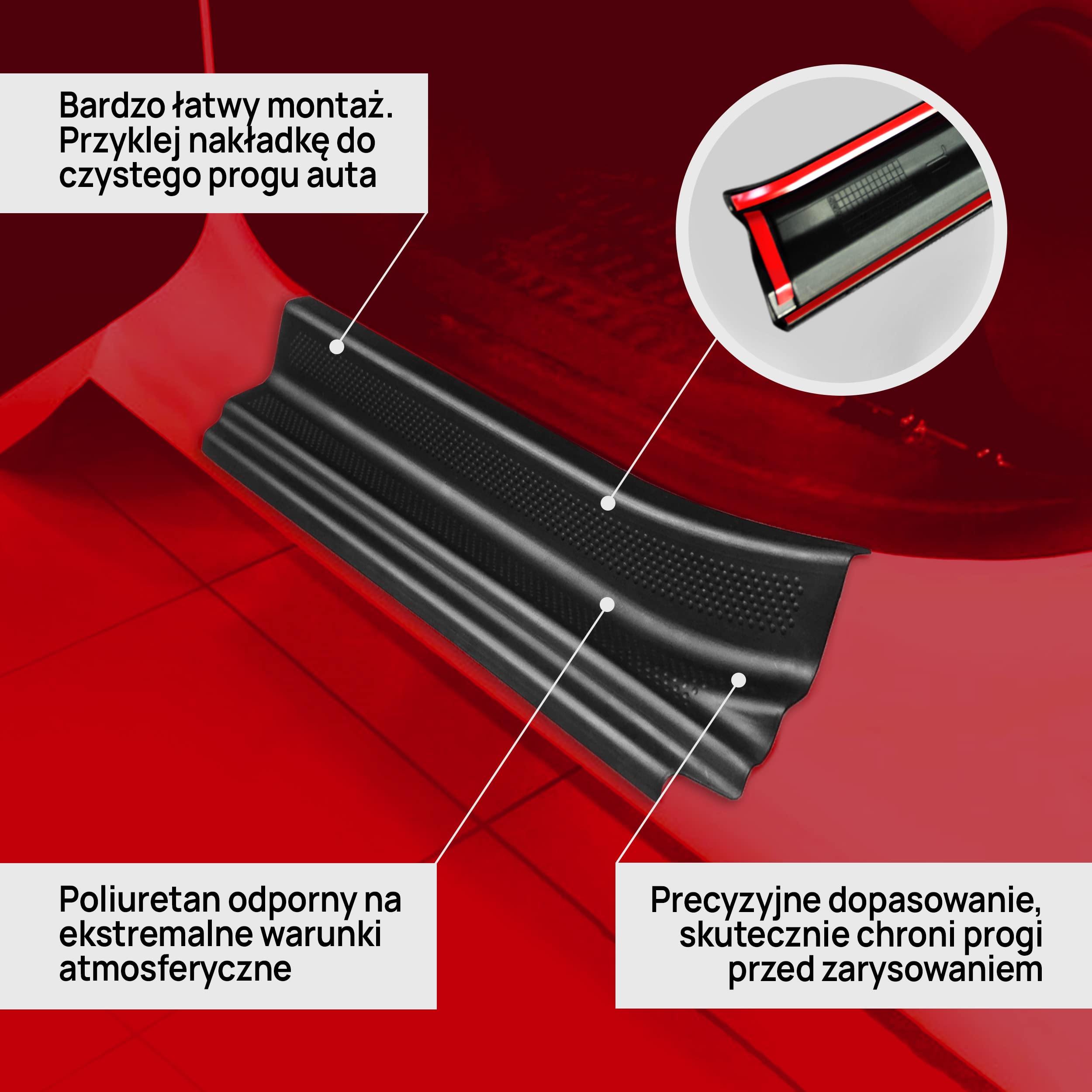 CHROMEMASTER | Nakładki ochronne na progi auta kompatybilne z Citroen Berlingo 2007-2018 | Wykonane z Poliuretanu, kolor czarny mat; Listwy progowe chronią progi auta przed zarysowaniem i uszkodzeniem
