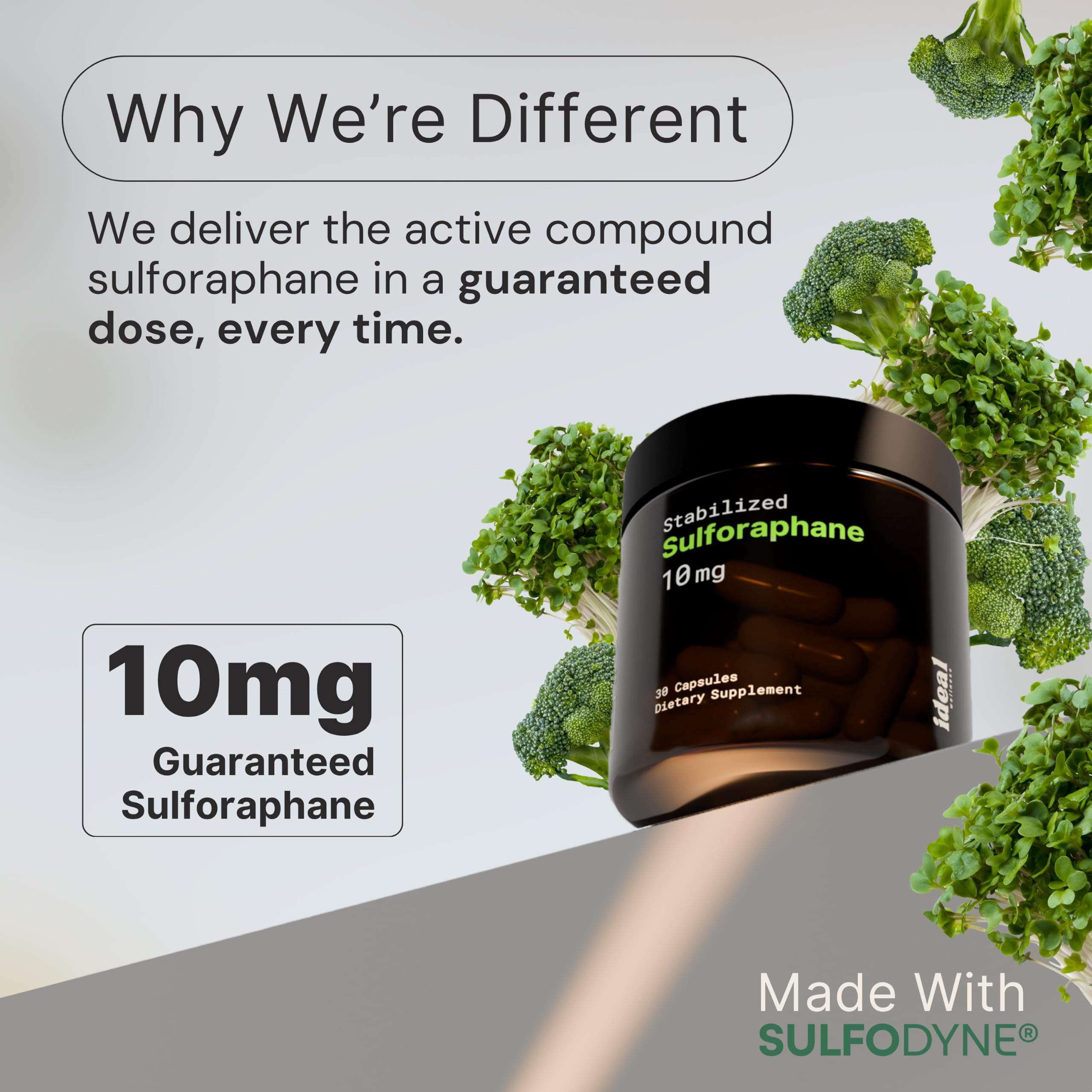 10mg Pure Stabilized Sulforaphane Supplement from Broccoli Sprout Extract - Cellular Detox, Liver & Brain Health Support - Nrf2 Activator - Non-GMO & Glyphosate Free - 30 Vegan Capsules — Amazon image 2