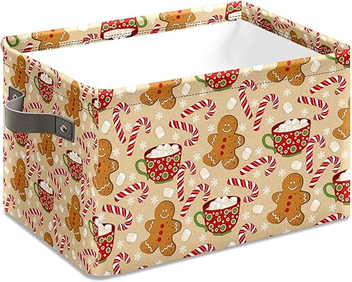 Cesta de almacenamiento de dulces de hombre de jengibre de Navidad, cubo de almacenamiento plegable, organizador plegable para decoración de
