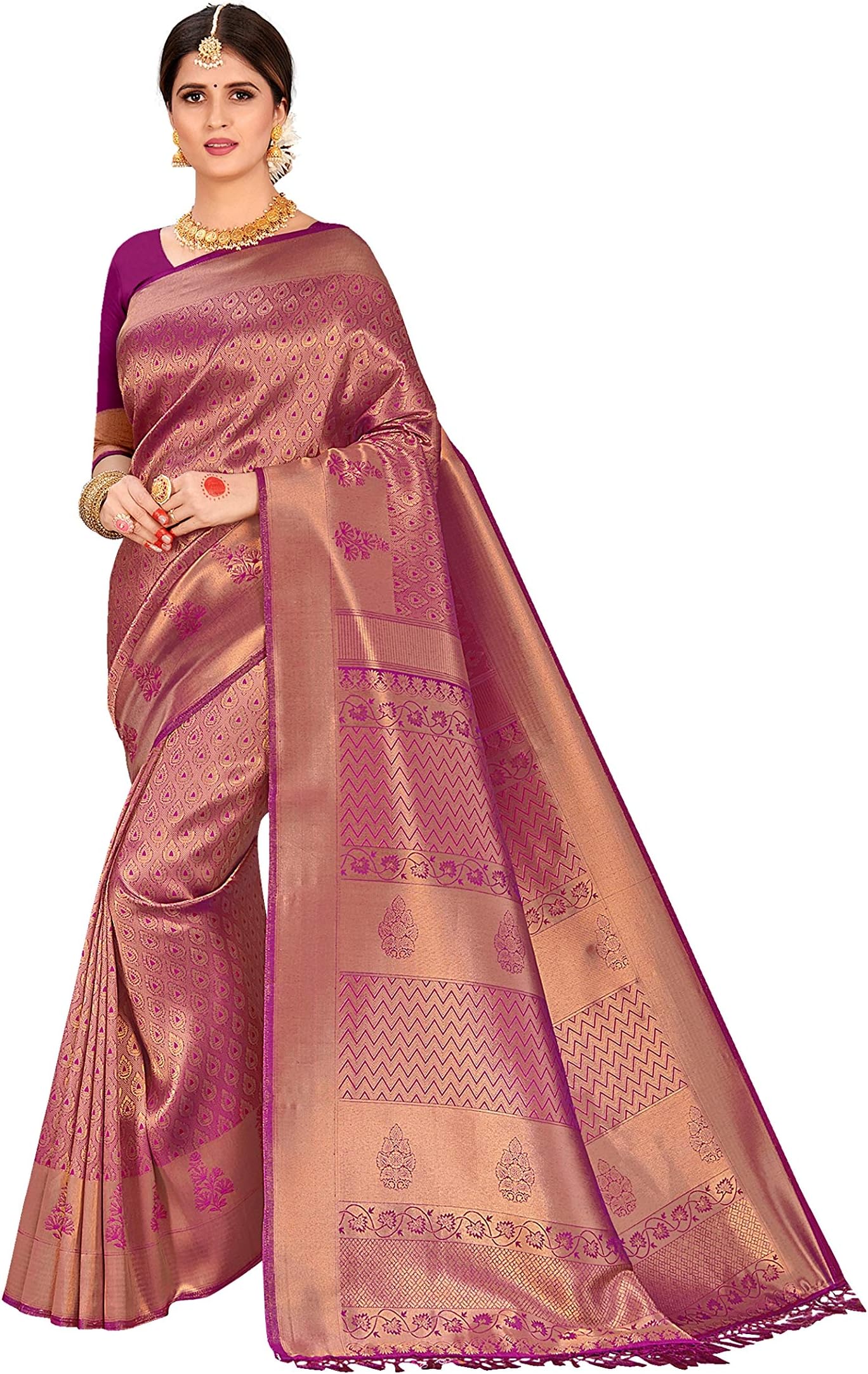 Sarees for Women Banarasi Raw Silk Indian Ethnic Wear Sari | Diwali Wedding Gift Woven Saree & Unstitched Blouse