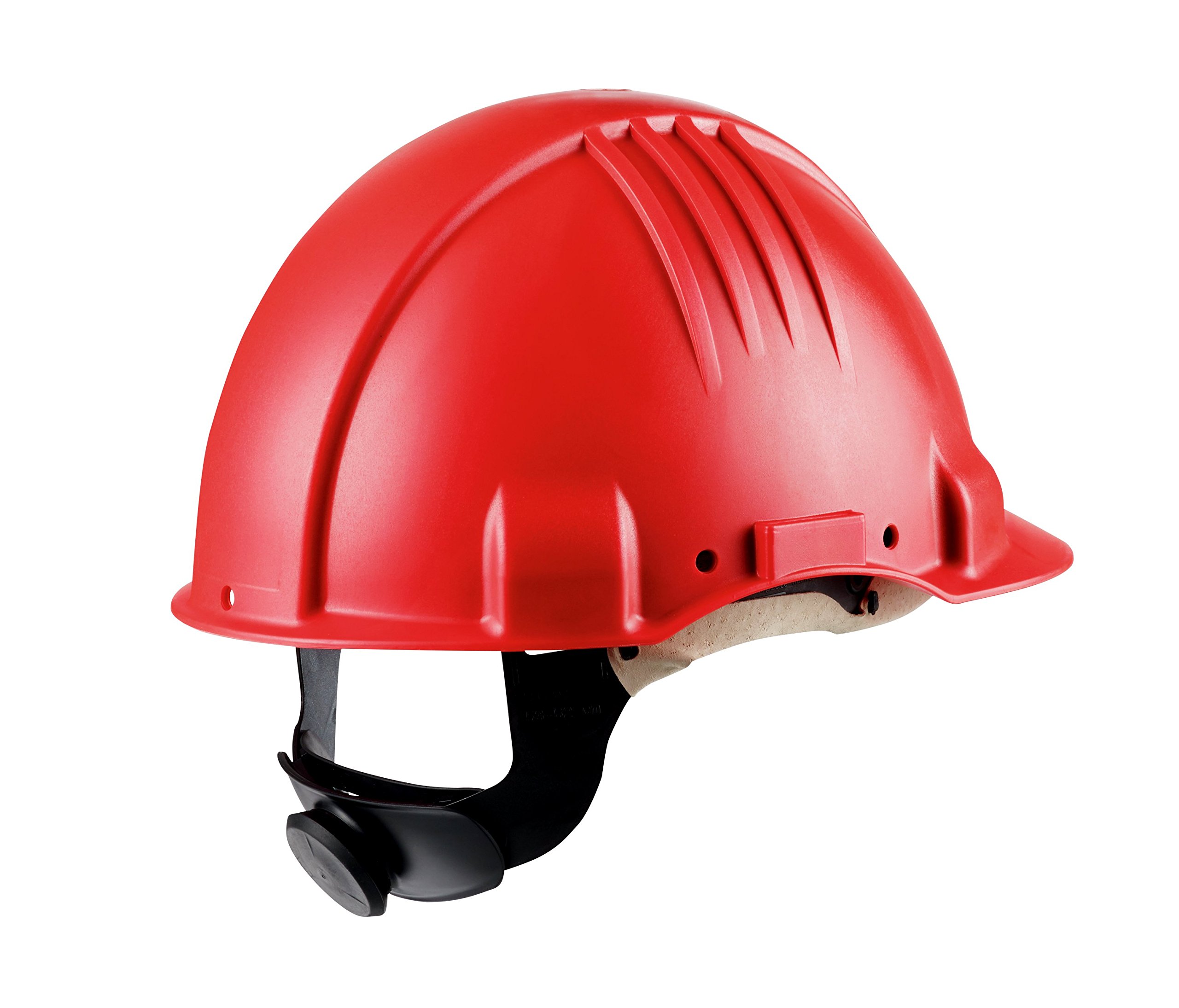 3M G3501M-RD Casco de Seguridad, Arnés de ruleta, Banda sudor cuero, Rojo