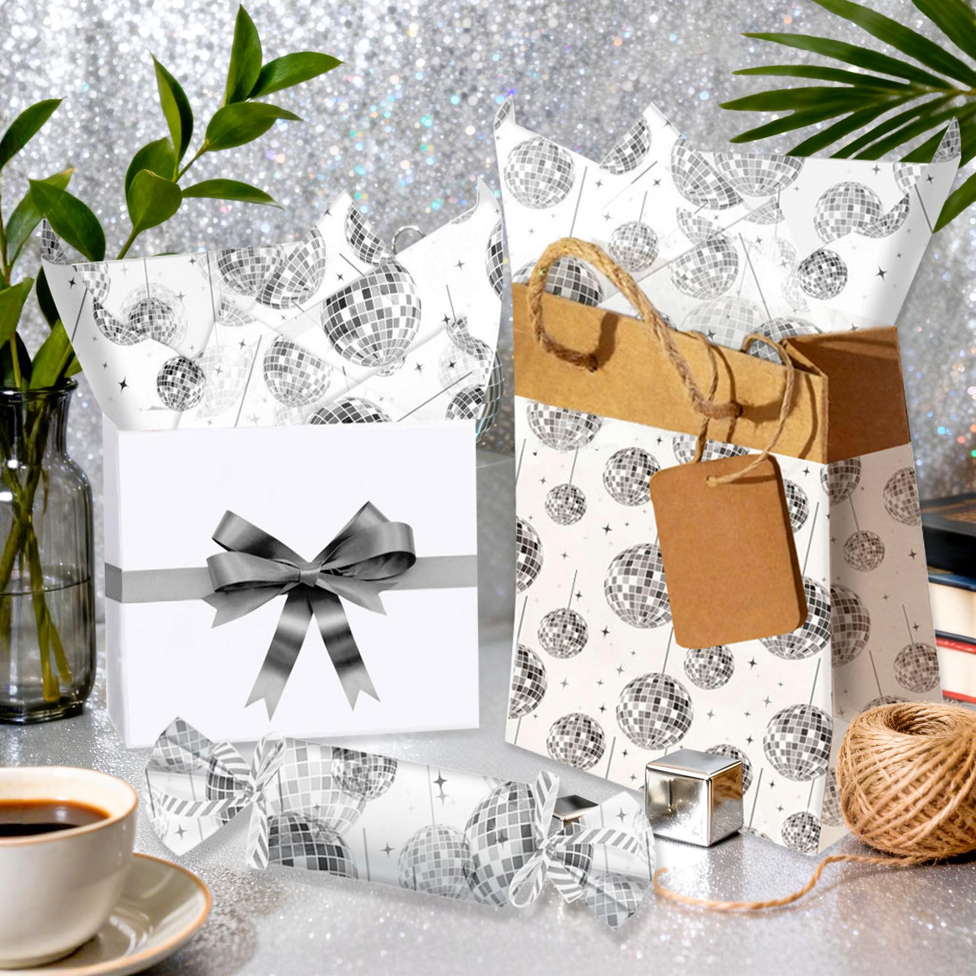50 Sheet Disco Ball Sliver Tissue Paper Gift Wrapping Paper Retro Decor