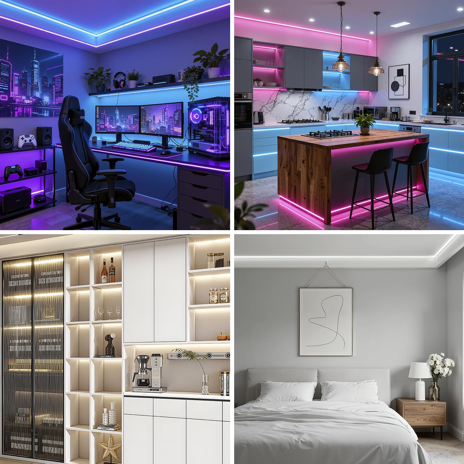 Arotelicht COB LED Streifen RGB+WW/CW 5M 24V, RGB CCT LED Strip Kit 840LEDs/M, 6pin dimmbar Lichterkette mit WIFI Controller und Netzteil Multicolor IP20 für Küche Home DIY Dekoration