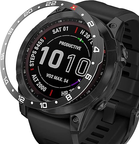 Anillo de bisel compatible con Garmin Fenix 7X, anillo de bisel de acero inoxidable, cubierta adhesiva antiarañazos y protector de colisiones para
