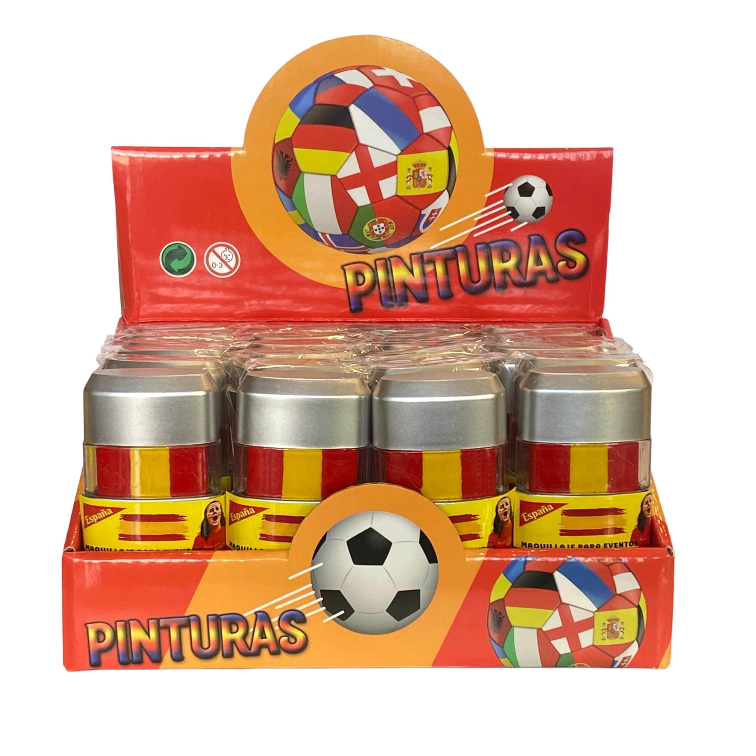 Pintacaras Bandera España Kit de Pintura Facial Rojo Amarillo 7,3 x 3,8 x 1,8 cm para Eventos Deportivos
