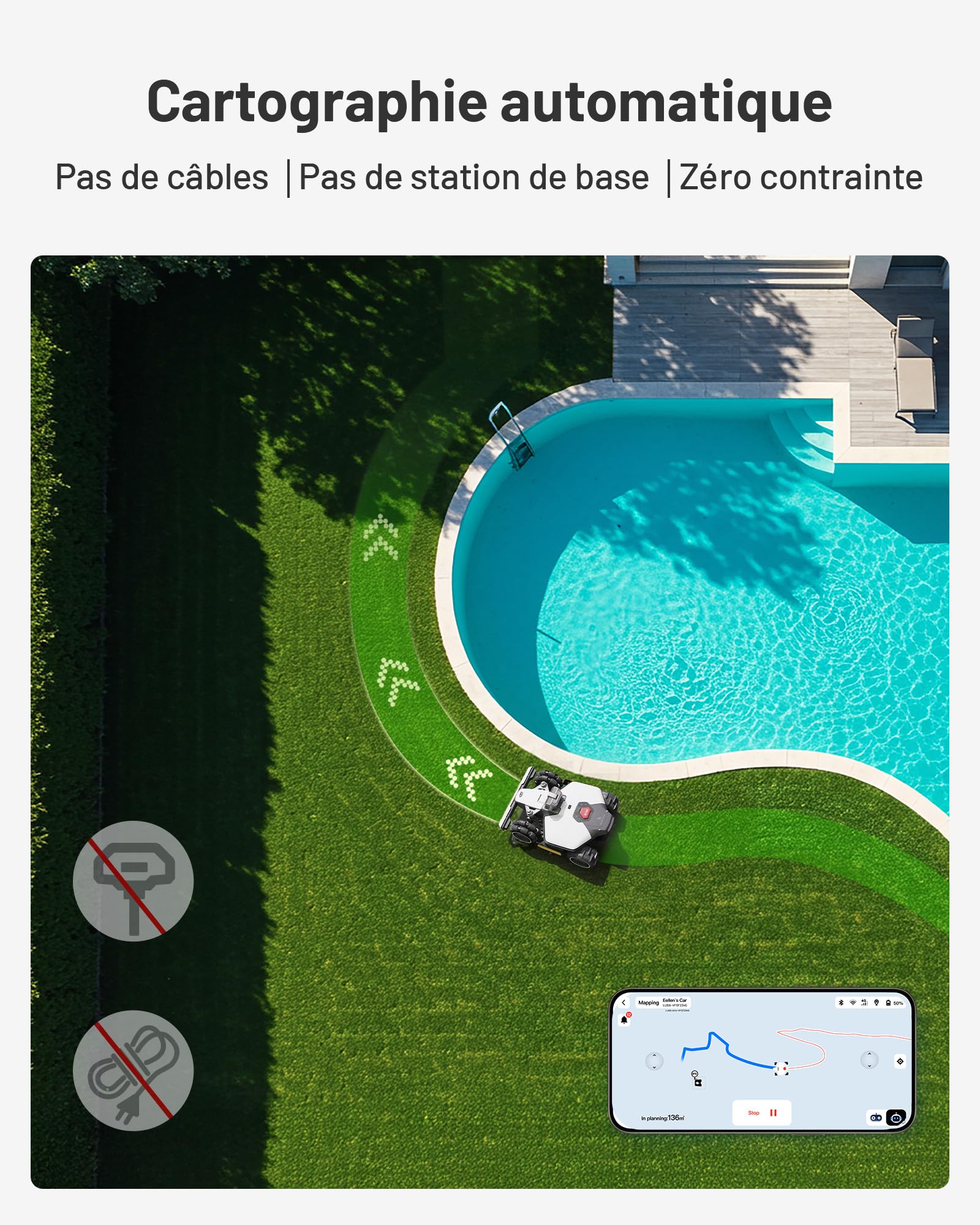 MAMMOTION LUBA Mini AWD LiDAR Robot Tondeuse sans Fil Périphérique — vue 3