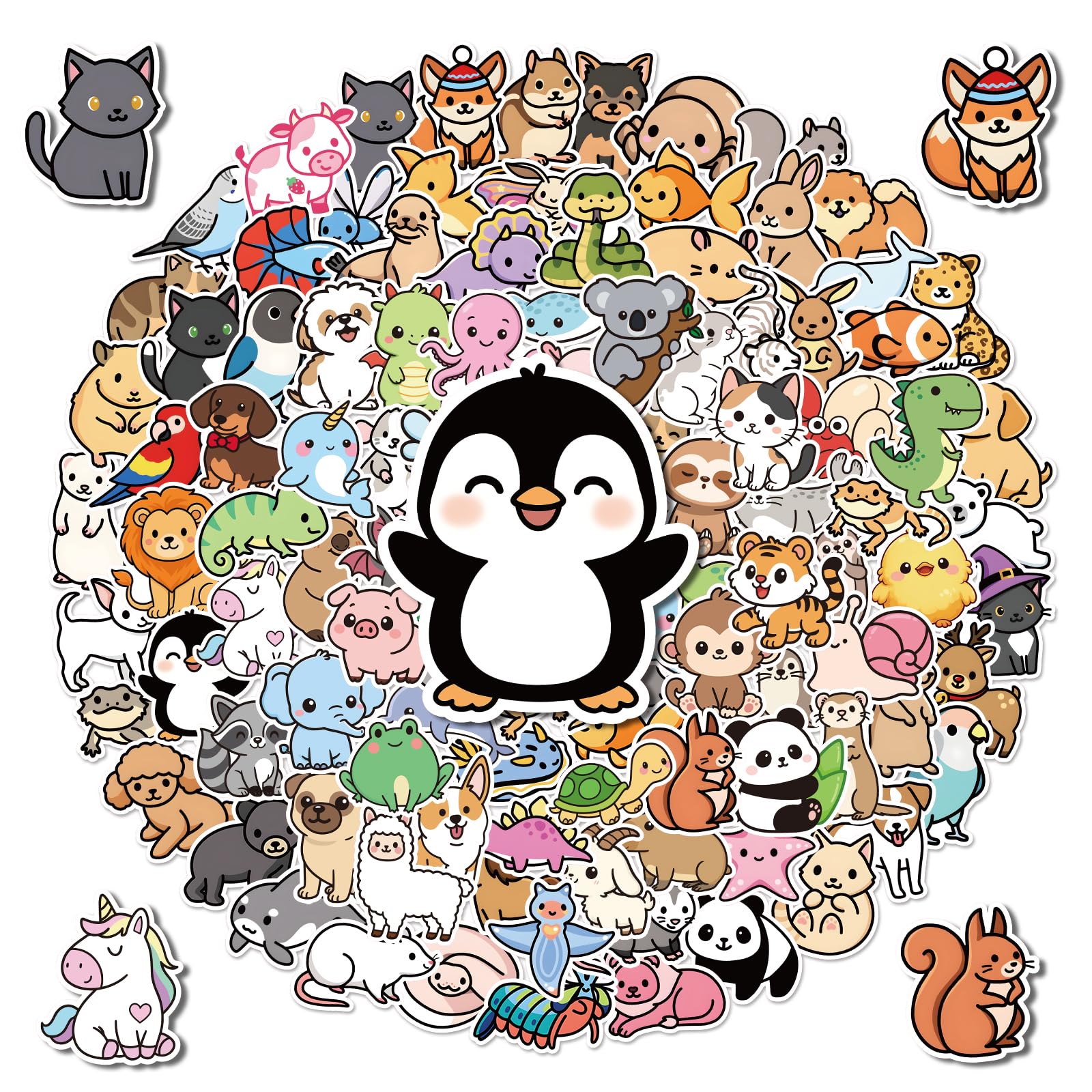 G2PLUS 100PCS Animal Stickers for Children: Cute Waterproof Vinyl Stickers for Kids’ Water Bottles, Classroom Rewards, Lunch Boxes, Pencil Cases, School Supplies and Crafts — image 1