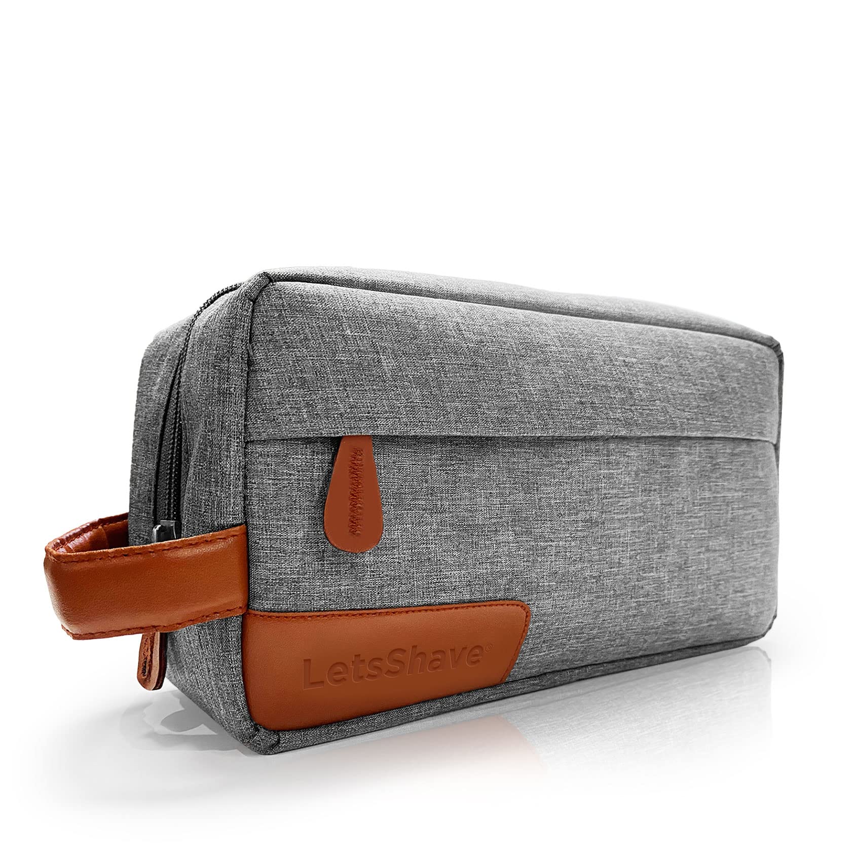 LetsShave Travel Toiletry Bag for Men, Spacious Organizer Pouch for Razor, Trimmer & Grooming Items, Water Resistant Shaving Kit, Lightweight Durable Travel Case, Blue