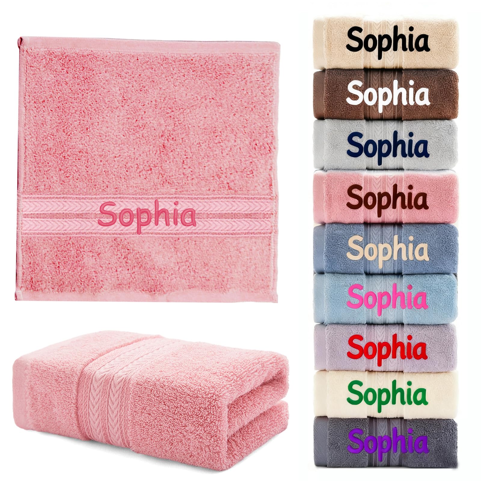 SWETHT Personalised Embroidered Towel with Custom Name - Luxury Soft Face Cloth| Bath Sheet for Baby, Kids & Adults | Unique Wedding, Birthday Gift Idea 100% Cotton — image 1