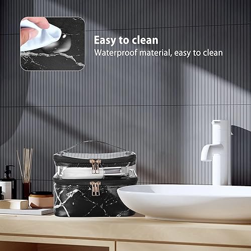 Miniatura 5 de HUA ANGEL Bolsas de maquillaje de doble capa para cosméticos de viaje para mujeres y niñas, portátil, grande, organizador de maquillaje