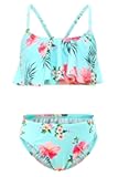 Girls Two Piece Bikini Swimsuits Hawaiian Floral Bathing Suit for Kids Summer Beach Swimwear Set 3-16 Years