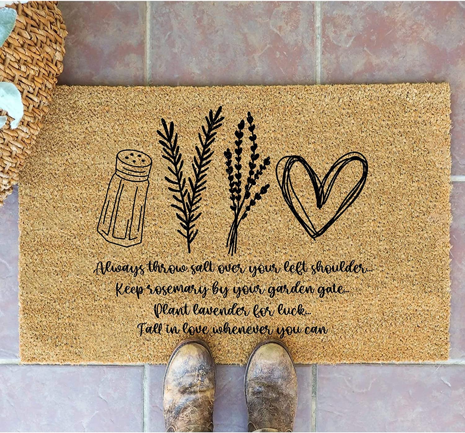 Practical Magic Door mat,Always Throw Salt Over Your Left Shoulder,Keep Rosemary by Your Garden gate,Non Slip Floor Mat for Home Bathroom Kitchen Entrance 30X18 Inch — image 1