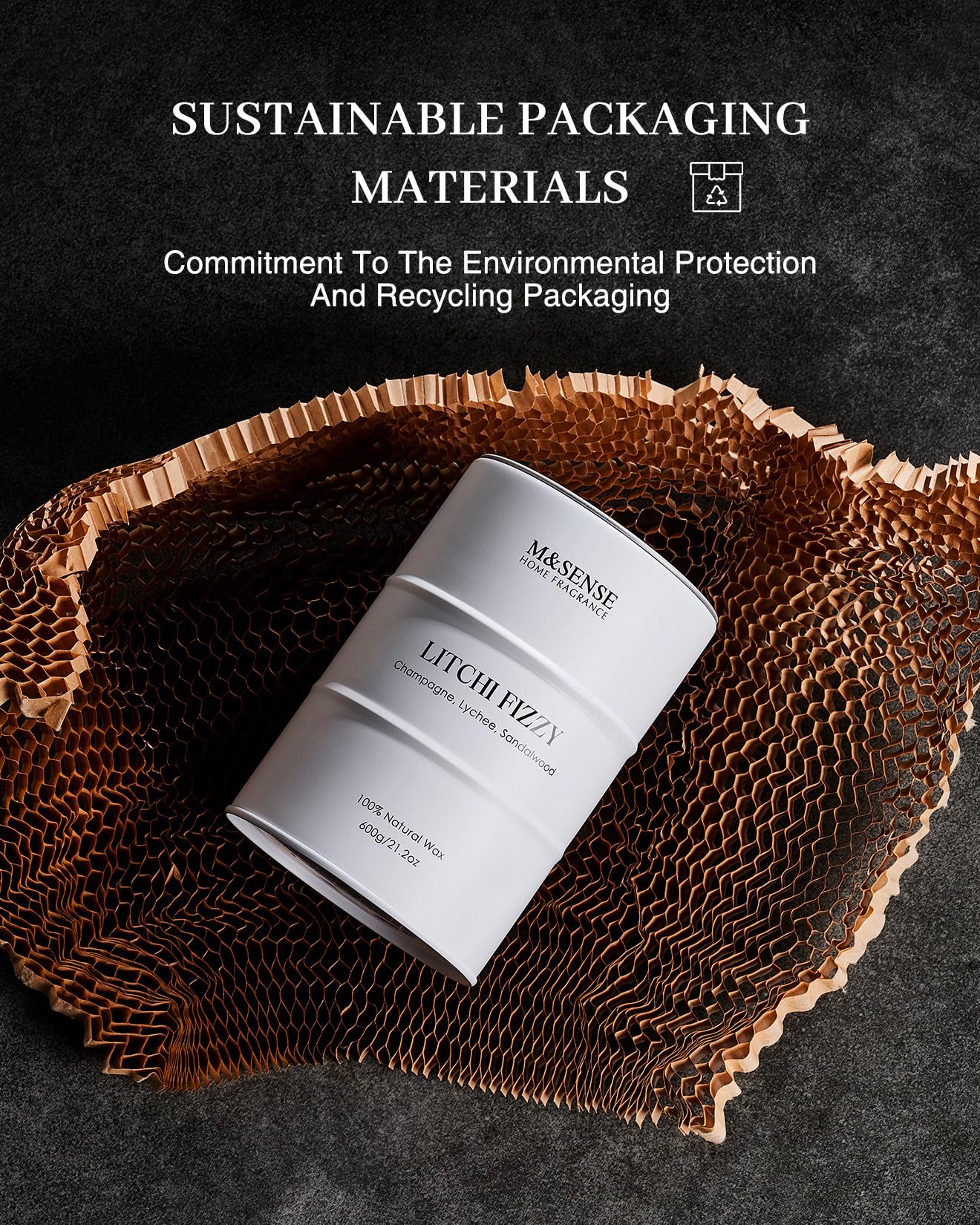 M&SENSE candele profumate grandi di soia Litchi, candela naturale non tossica, regalo compleanno donna, candela rilassante per aromaterapia, regali per donne, mamma e fidanzata, Fino a 120 ore