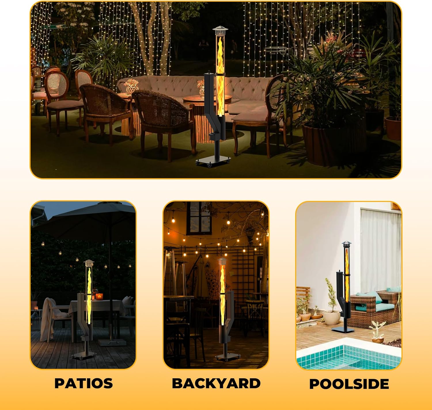Outdoor Pellet Fire Pit – Spiral Swirling Flame Column with Glass Tube, Creates Cozy Patio & Garden Ambience, Great for Backyard & Camping