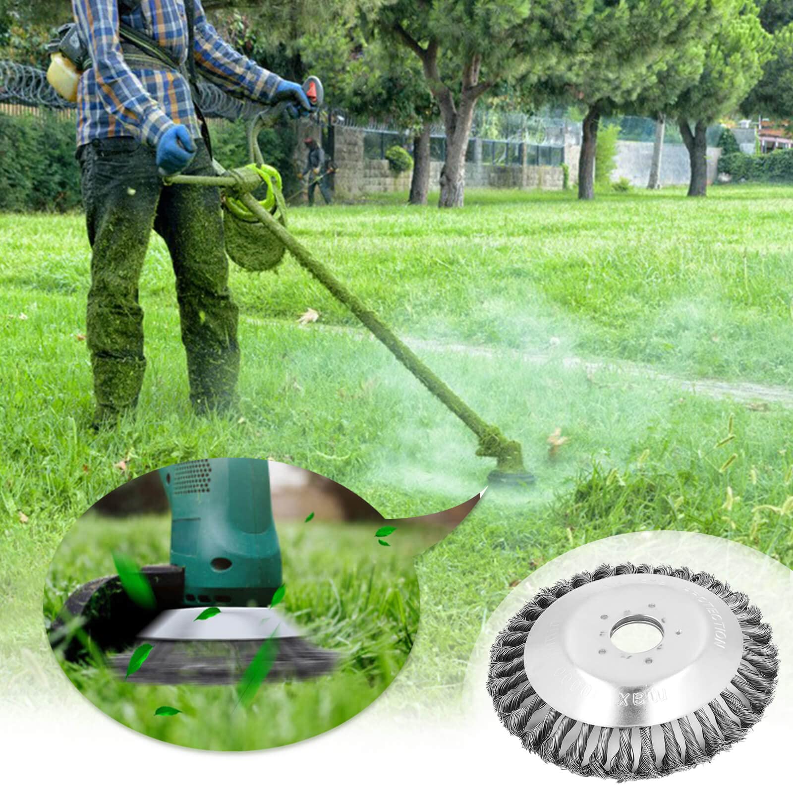 Cepillo de Malezas Redondo con 4 Accesorios, Adecuado para Jardines y Espacios Verdes (6 Pulgadas)