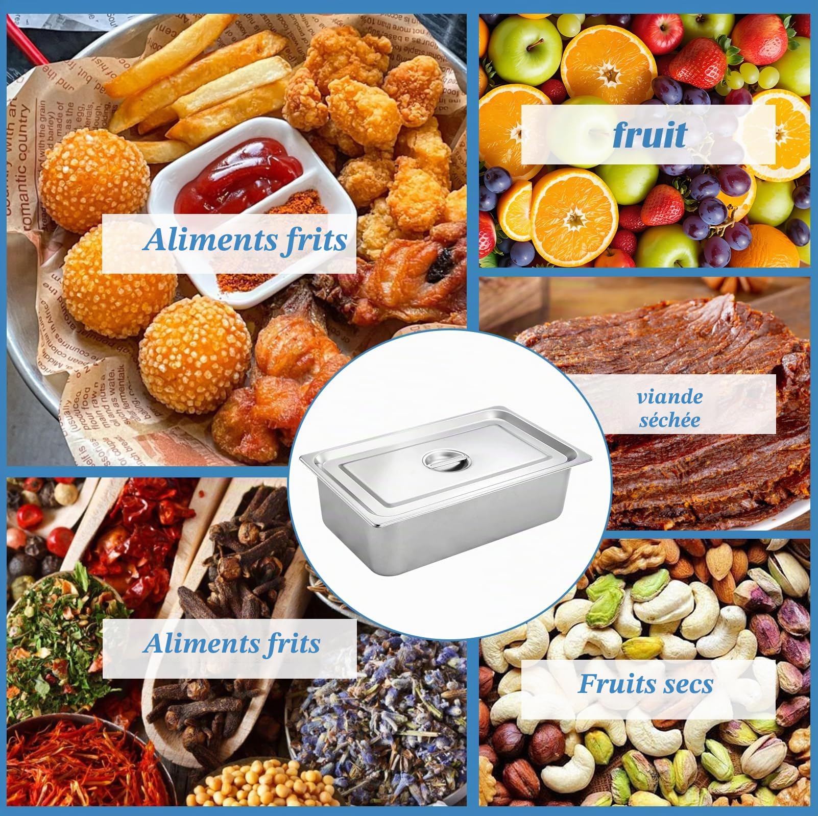 3 Pièces Bac Inox Alimentaire: Plat Four Rectangulaire, Plat Four Avec Couvercle, 32,5x17,5x6,5 cm, Durable et Facile à Nettoyer pour Cuisine, Restaurant