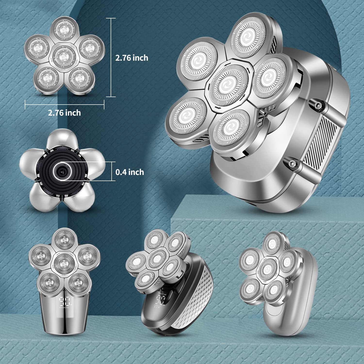 Replacement Head for Electric Shaver Mens Electric Razor Head 6D - Close Head Shavers for Men Replacement Head - Wet & Dry Bald Shavers Blades Waterproof Shavers Replacement Blades Head?Gray?