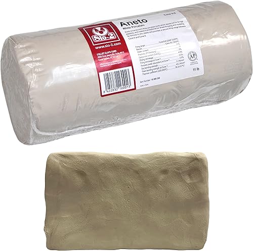 Aneto White Porcelain Pottery Clay, 11 lb (5 kg)  Kiln-Fired Clay for Wheel-Throwing, Handbuilding & Modelling - Ready-to-Use