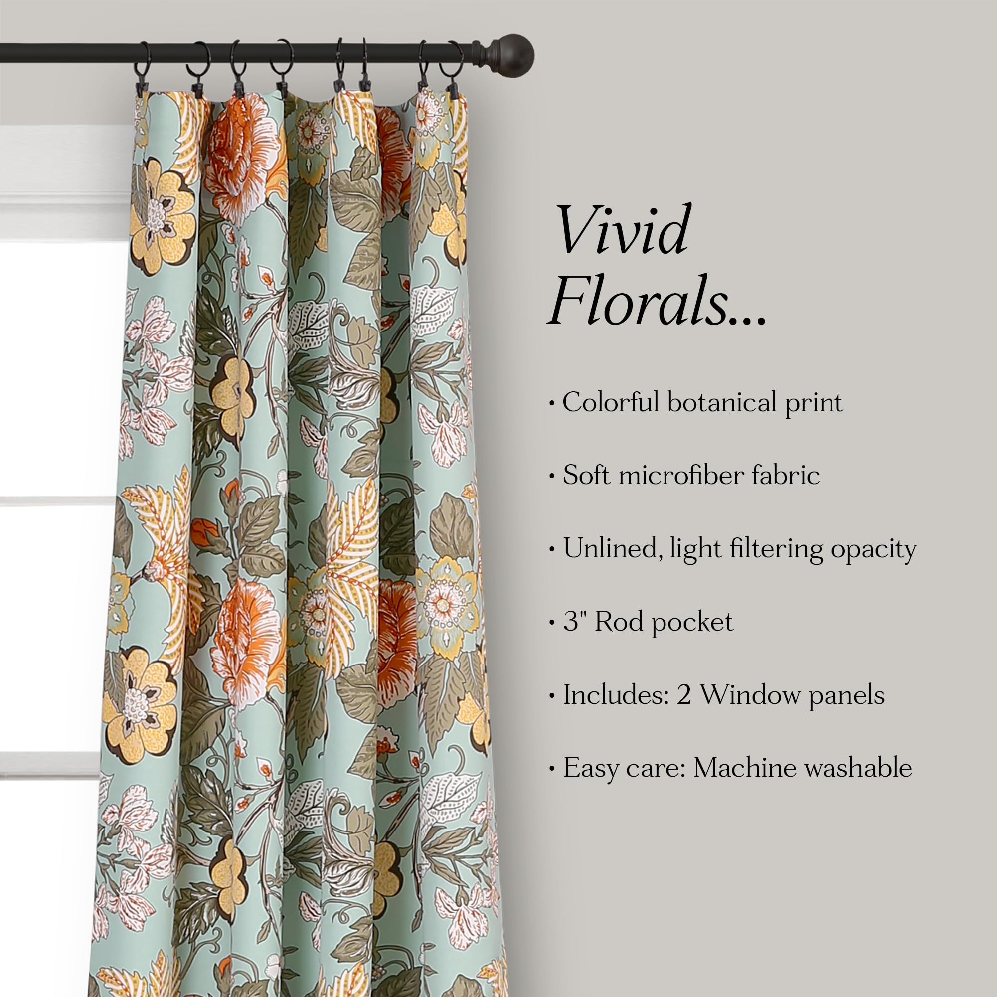 Amazon.com: Lush Decor Sydney Light Filtering Window Curtain