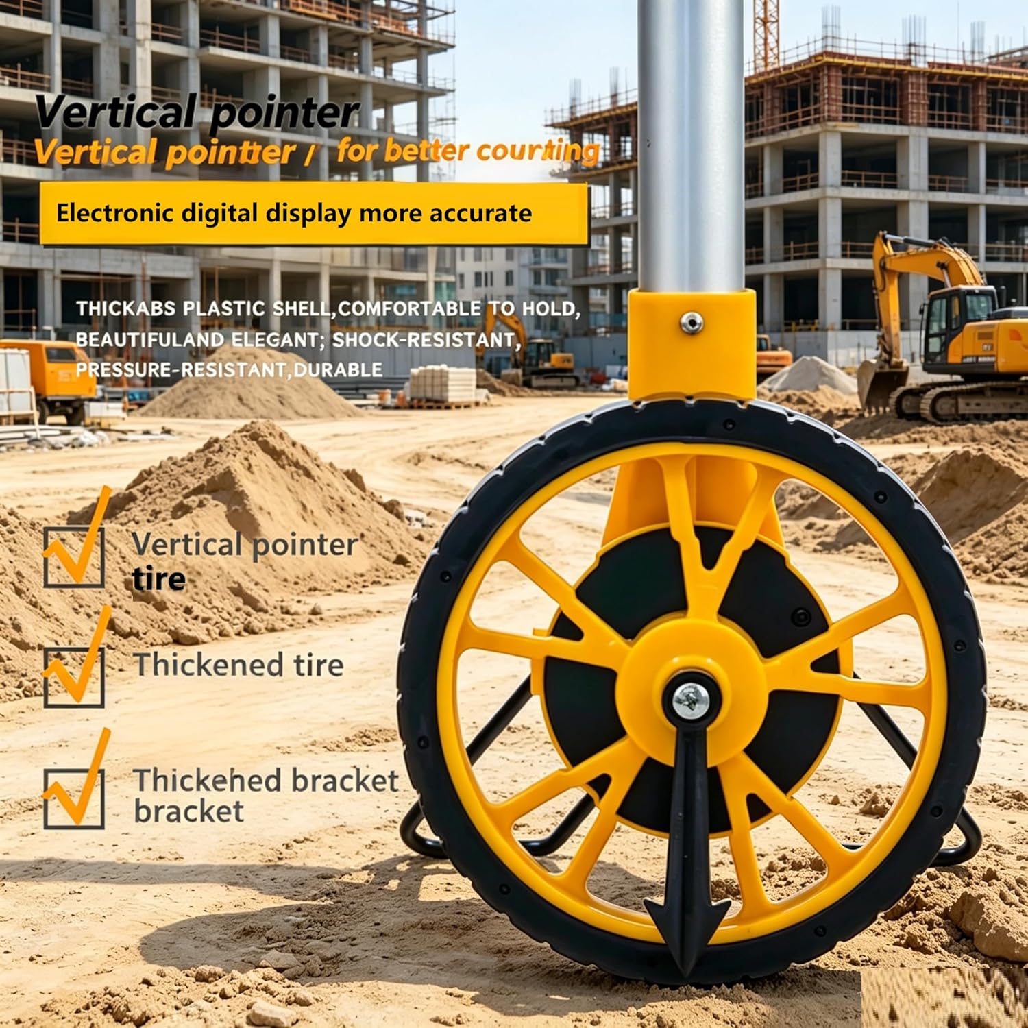 Measuring Wheel Digital Display, Digital Display Measuring Wheel Distance Measure with Backlit Multifunction Metric Imperial System Portable for Surveying