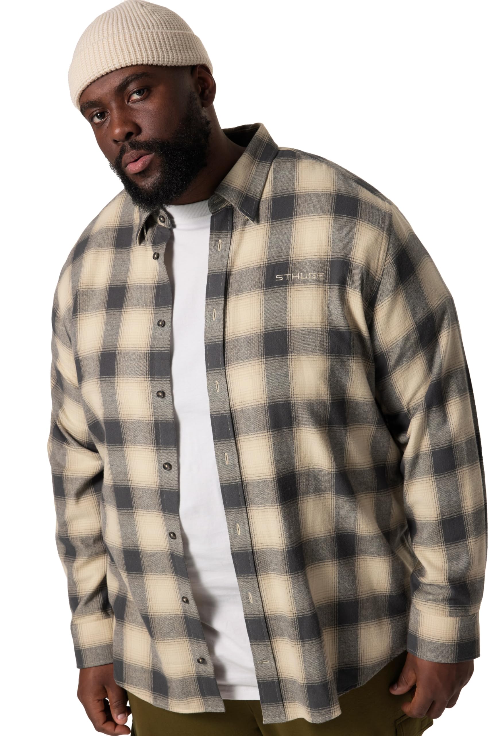 STHUGE Flanell-Karohemd, Langarm, Covered Buttondown-Kragen, Modern Fit 836894